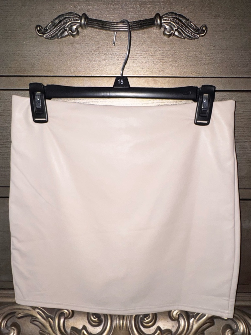 Classic Cream Women's Mini Skirt - Sleek Neutral Pencil Style